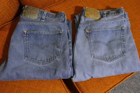 90s Levis 501 Button Fly Jeans Lot Of 2 Vintage Grunge Punk USA Made 501xx 36 x 29