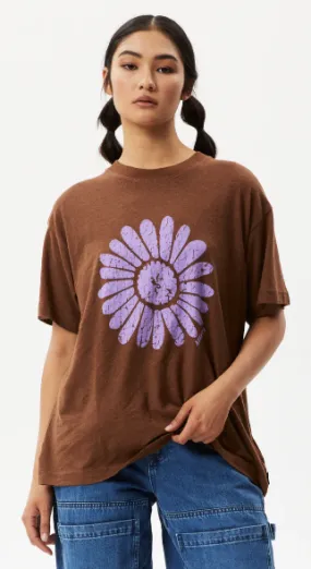 AFENDS - DAISY SLAY- OVERSIZED GRAPHIC T-SHIRT - TOFFEE