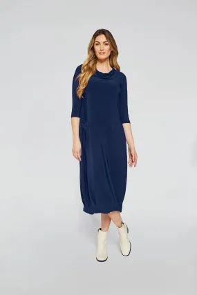 Angle Seam Pleat Hem Dress | Denim