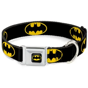 Batman Full Color Black Yellow Seatbelt Buckle Collar - Batman Shield Black/Yellow by Buckle-Down