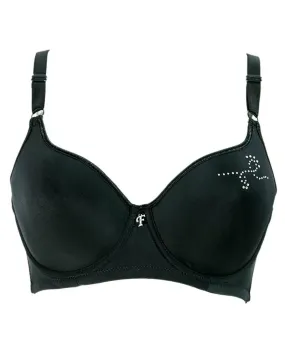 Black Fancy Soft Padded Flourish Bra - Single Padded Underwired Bra - FL770