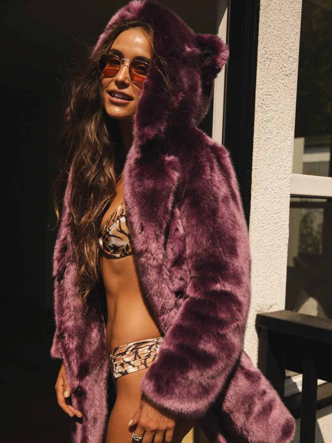 Classic Women's Faux Fur Coat | Lavender Wolf