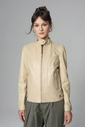 Cream Genuine Leather﻿ Jacket