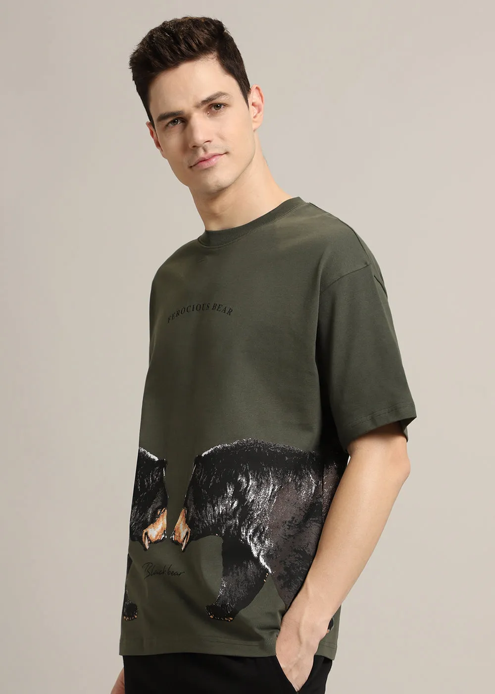 Ferocious Olive Oversized T-Shirt