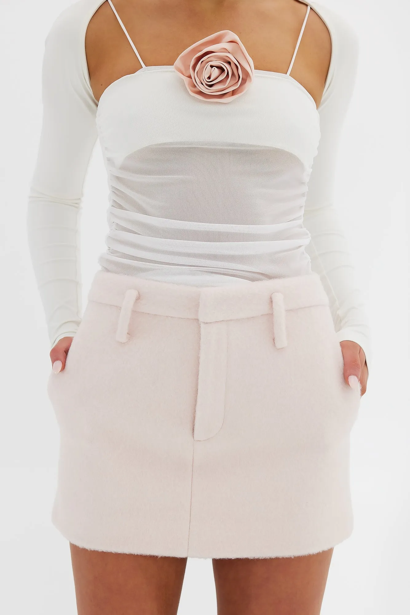 Harper Wool Mini Skirt - Blush Pink