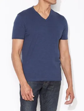 John Varvatos Raw Edge V-Neck Tee, Oiled Blue