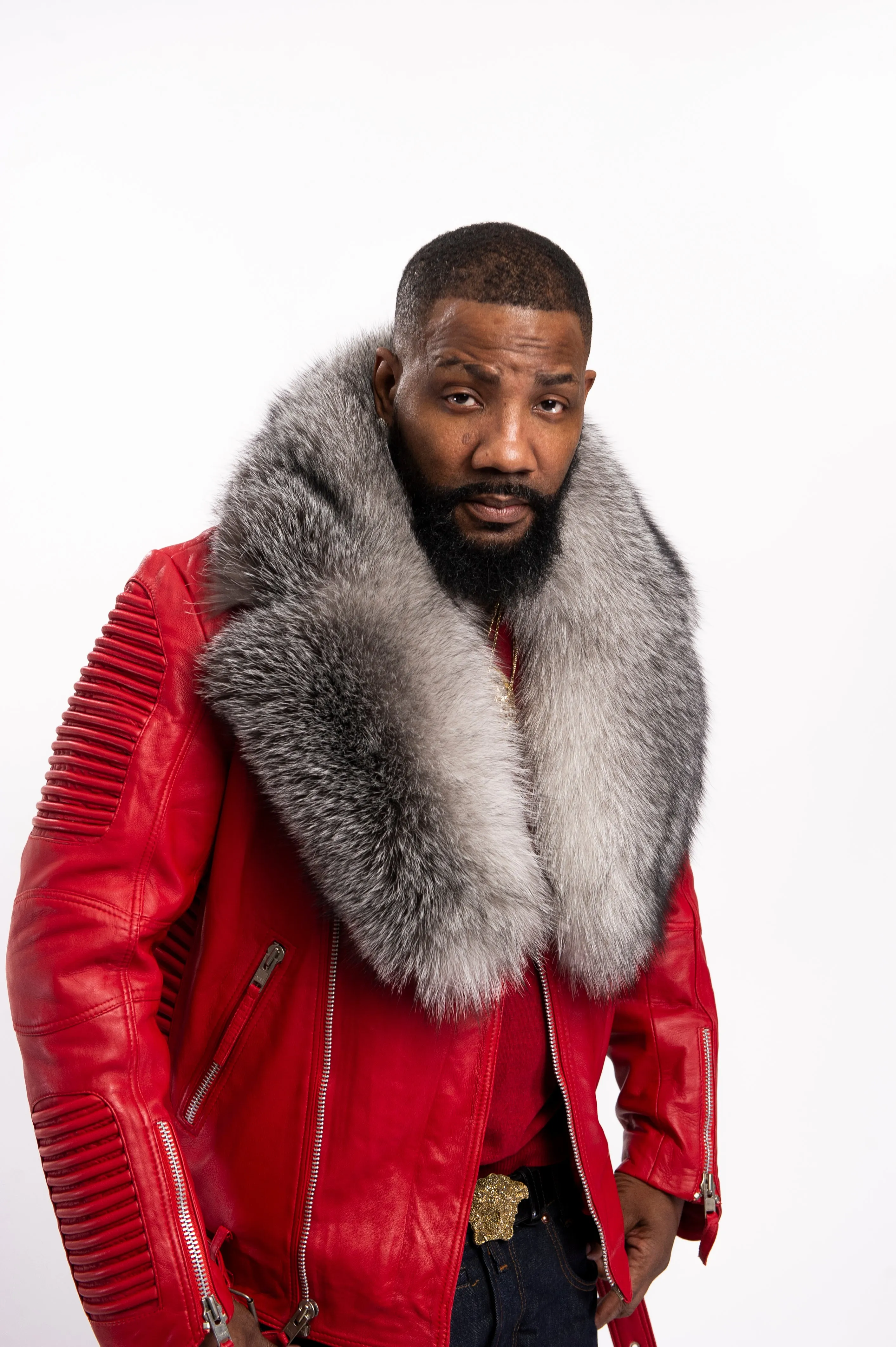 Men's Trey Biker Full Fox Fur Collar [Silver Fox]