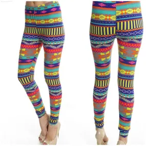 Multi Color Tribal Print Legging