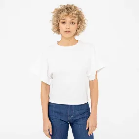 Zoubida Womens Round Neck T-Shirt in White with Loose Sleeves