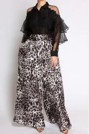 WIDE LEG CHEETAH ANIMAL PRINT PANTS